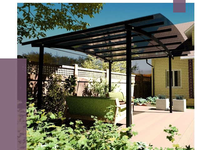 Навесы для террасы в Гулькевичах от 13227 руб. под ключ | ПРОЛЁТ-Гль