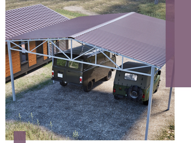 Двускатные навесы под ключ в Гулькевичах — изготовление и монтаж